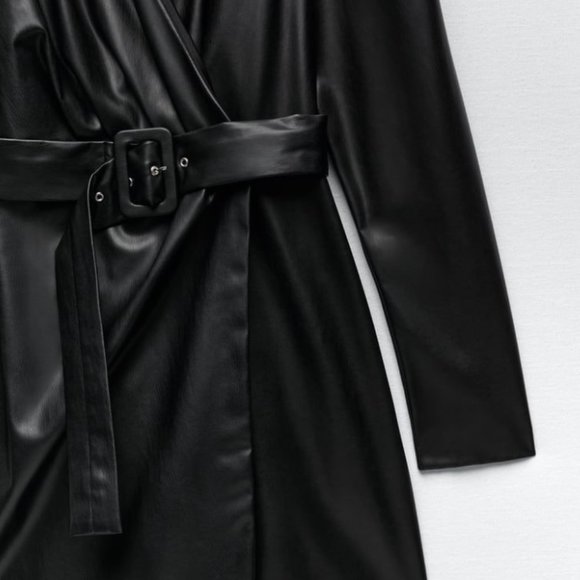 Zara faux leather dress with belt - Picture 2 of 3